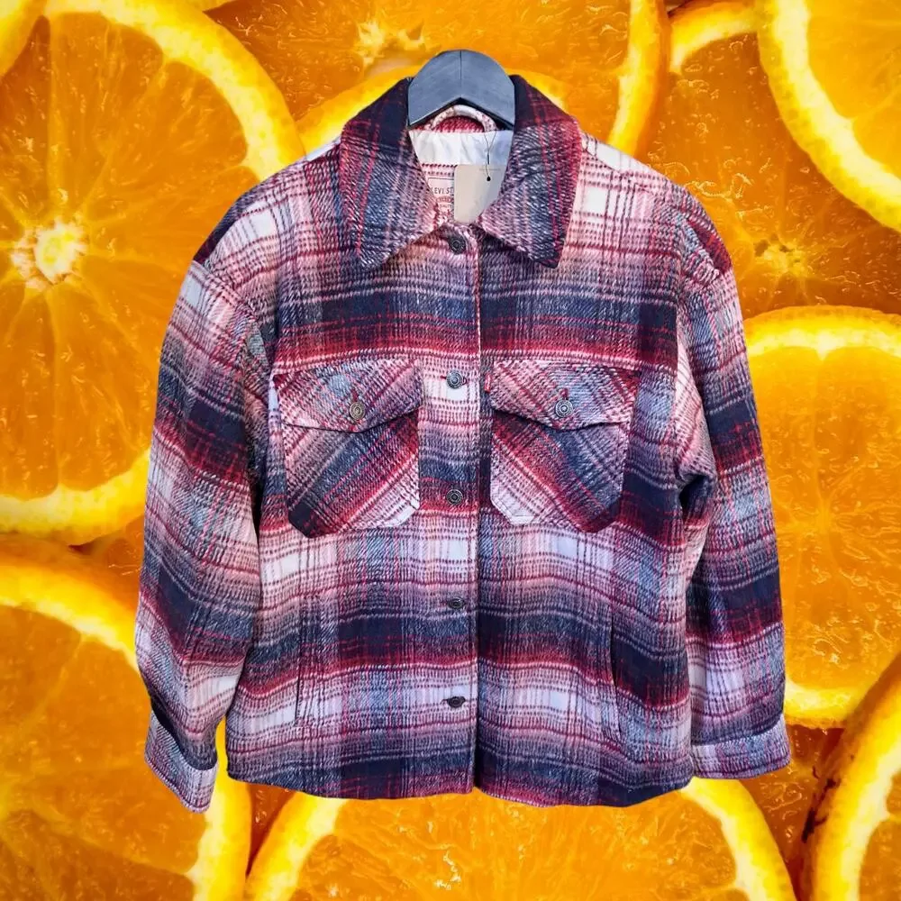 NWT Levi Strauss Flannel Fleece Lined Full‎ Zip Jacket Size Small